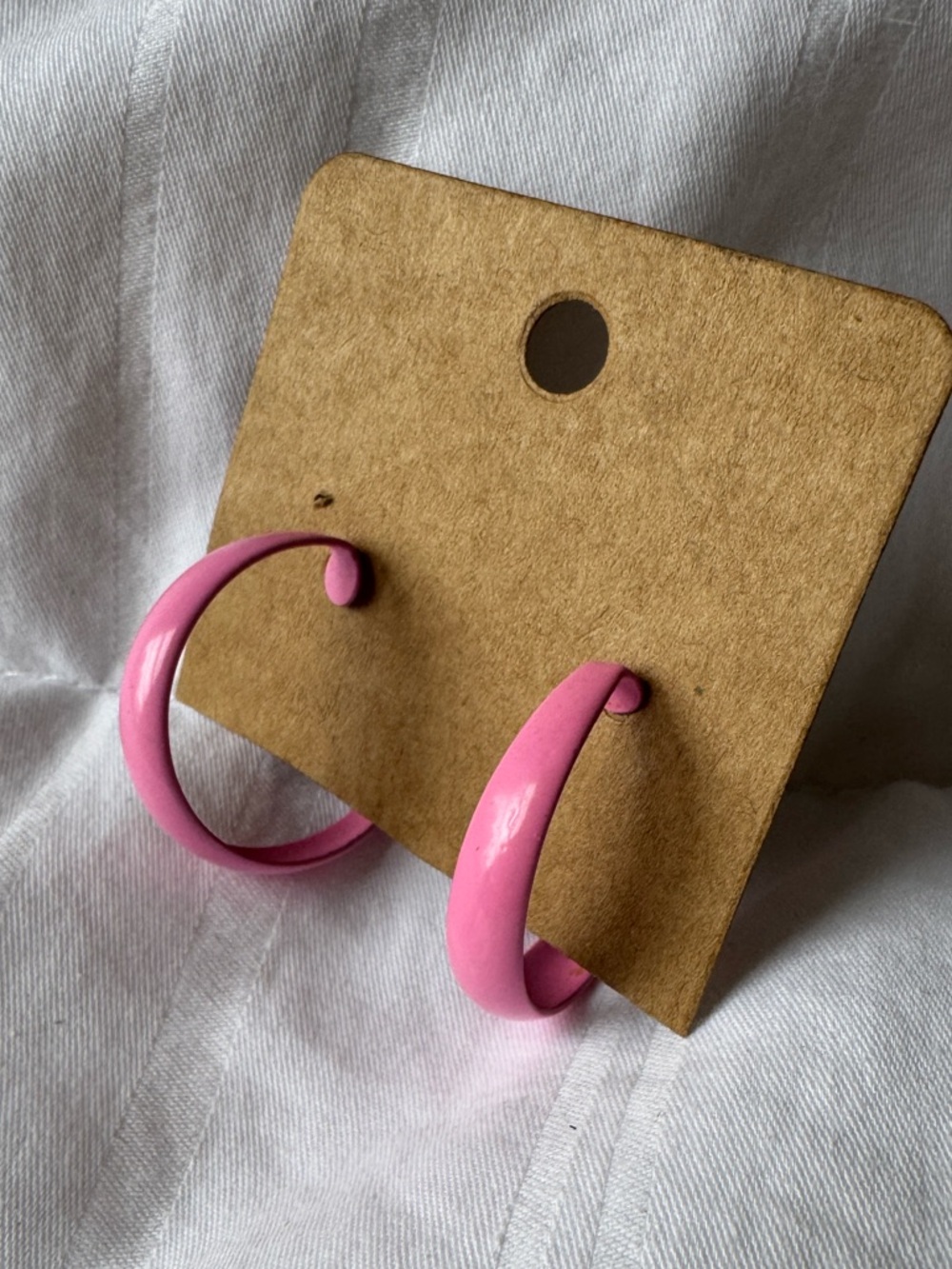 Vintage Pink Enamel Hoop Earrings